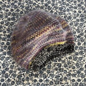 Missoni lavender and yellow mohair beret/ beanie